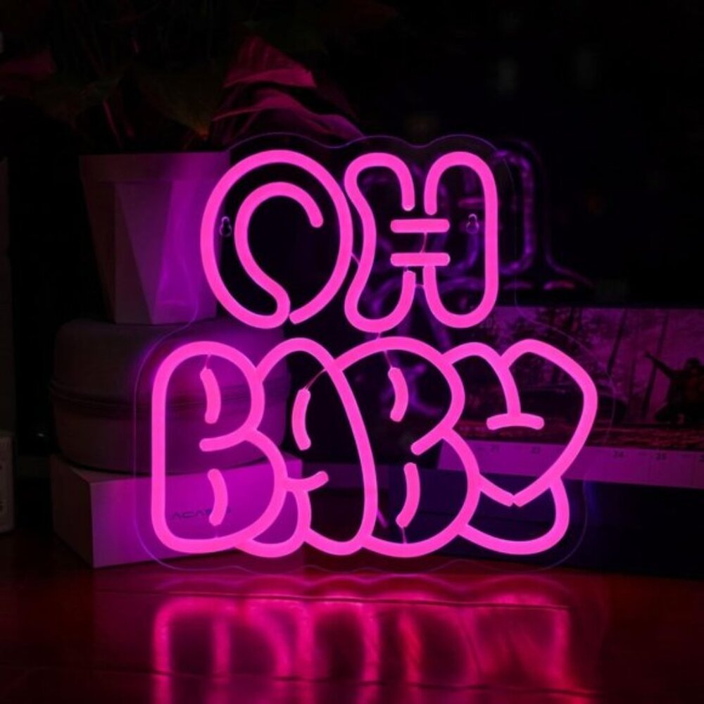 New Oh Baby Neon Sign, Rose Red LED Wall Light for Baby Shower, Party & Gifts